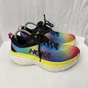 Hoka One One Bondi 8 Shoes Women’s Size 10 B Running Rainbow Multicolor